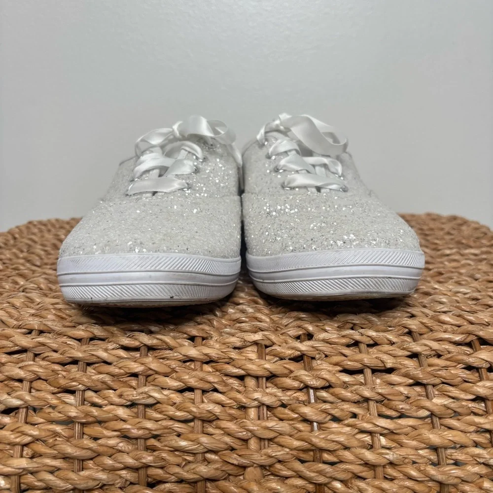 Keds x Kate Spade Glitter Sneakers Womens 9.5 White Bridal Lace Up